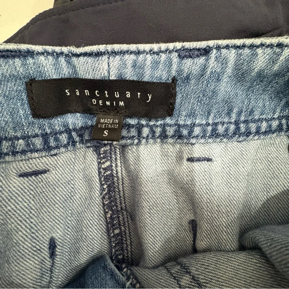 Sanctuary Women's Mini Denim Jean Blue Skirt Tie Belt Pockets Preppy Small EUC - Picture 6 of 7